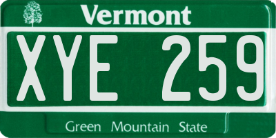 VT license plate XYE259