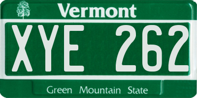 VT license plate XYE262