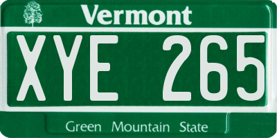 VT license plate XYE265