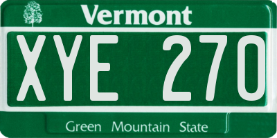 VT license plate XYE270