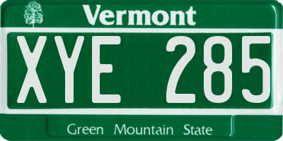 VT license plate XYE285