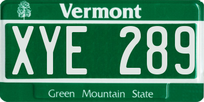 VT license plate XYE289