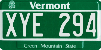 VT license plate XYE294