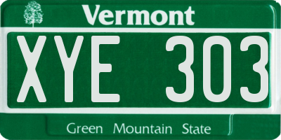 VT license plate XYE303