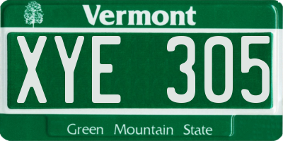 VT license plate XYE305
