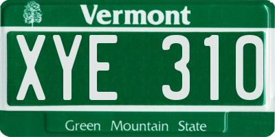 VT license plate XYE310