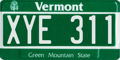 VT license plate XYE311