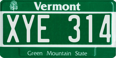 VT license plate XYE314