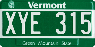 VT license plate XYE315