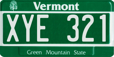 VT license plate XYE321