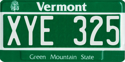 VT license plate XYE325