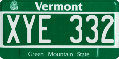 VT license plate XYE332