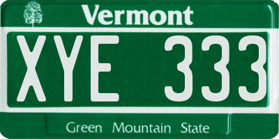 VT license plate XYE333