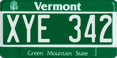 VT license plate XYE342