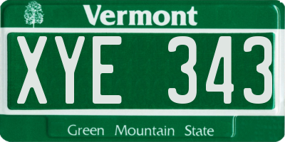 VT license plate XYE343
