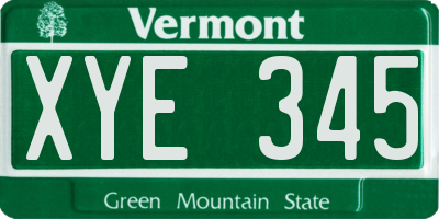 VT license plate XYE345