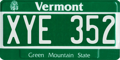 VT license plate XYE352
