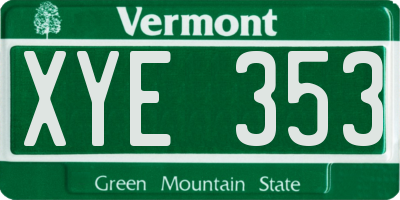 VT license plate XYE353