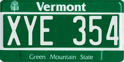 VT license plate XYE354