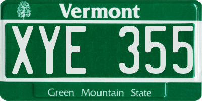 VT license plate XYE355
