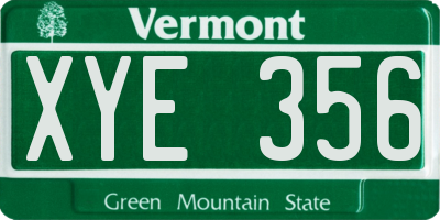 VT license plate XYE356