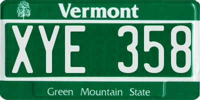 VT license plate XYE358