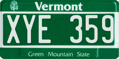 VT license plate XYE359