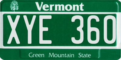VT license plate XYE360