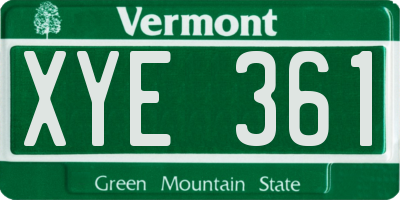 VT license plate XYE361