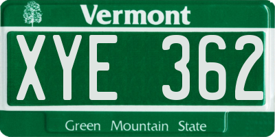 VT license plate XYE362