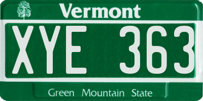 VT license plate XYE363