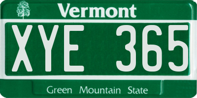 VT license plate XYE365