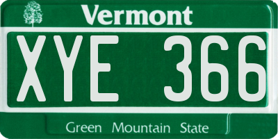 VT license plate XYE366
