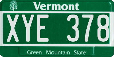 VT license plate XYE378