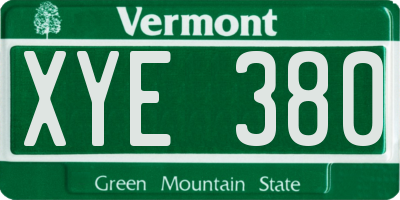 VT license plate XYE380