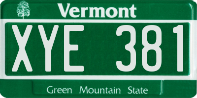 VT license plate XYE381