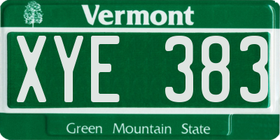 VT license plate XYE383