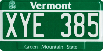VT license plate XYE385