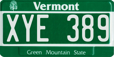 VT license plate XYE389
