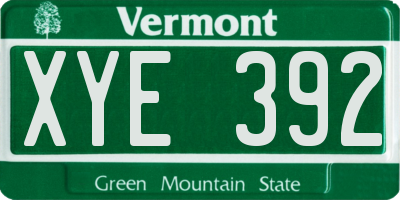 VT license plate XYE392
