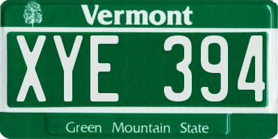 VT license plate XYE394