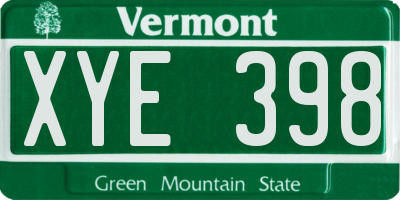 VT license plate XYE398