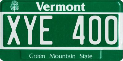 VT license plate XYE400