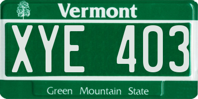 VT license plate XYE403