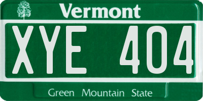 VT license plate XYE404