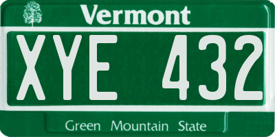 VT license plate XYE432