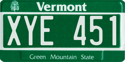 VT license plate XYE451