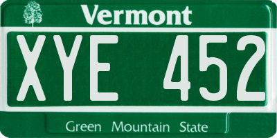 VT license plate XYE452
