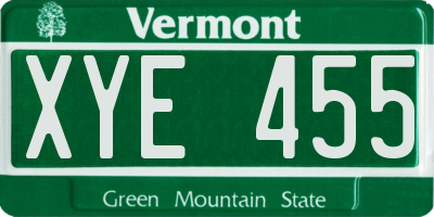 VT license plate XYE455