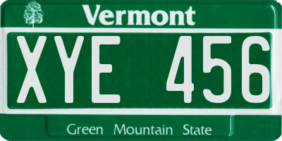 VT license plate XYE456
